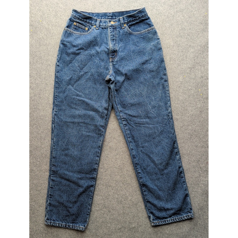 Vintage LL Bean Double L Relaxed Fit Flannel Lined Jeans Blue Denim Women 12 T